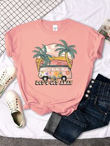 Women's T Shirts Let's Get Away Vacation Pattern Female T-shirts Fashion Multicolor Shirt Summer Street Tops Casual Tee Clothing