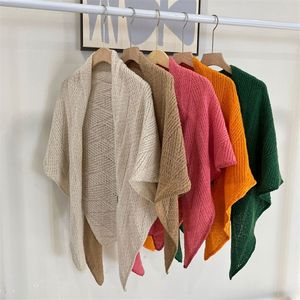 Halsdukar moribty vinter triangel halsduk kvinnor i solid stickad koreansk version poncho capes stora varma sjalomslag halsnad hijab 231127