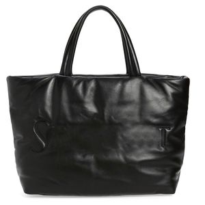 Borsa tote grande da uomo Borsa da uomo Valigetta in pelle di agnello nappa Borsa shopping imbottita larga Borsa firmata Borsa di lusso Specchio superiore Qualità Fodera completa in pelle Hardware nero