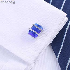 Gemelli New Fashion Blu navy Strass Camicia stile francese da uomo Gemelli in cristallo Bottoni manica Matrimonio Sposo Gioielli Regali YQ231128