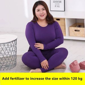 Women's Thermal Underwear Top Women's Thermal Underwear Set Plus Fleece Ladies Plus Fat Plus Women's Set Thin Round Neck Large Size Thermal Underwear 231128