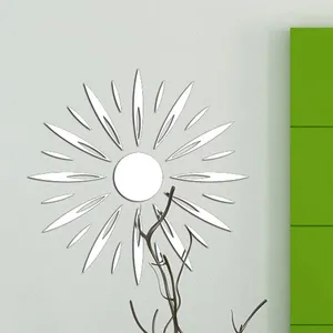 Vägg klistermärken diy akryl spegel sol blomma för vardagsrum sovrum hem dekor dekoration