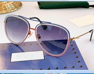 2023 Солнцезащитные очки высококачественные мужчины женщины Голубая розовая металлическая рама мода светлые фиолетовые очки с коробкой и пакетом