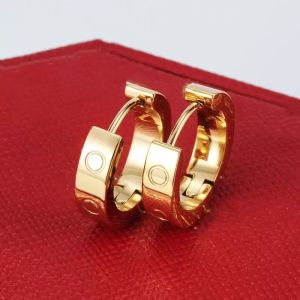 Silver Hoop Earrings Round Gold Earrings Titanium Steel 18K Rose Stud Gold Love Earrings For Woman Exquisite Simple Fashion Diamond Lady Earrings CYG23112804-6