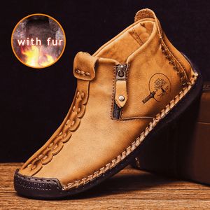 Stivali Autunno Uomo Stivali Fatti a mano Stivaletti casual per uomo Stivale invernale con pelliccia Tenere al caldo Scarpe maschili Hombres Botas 231128