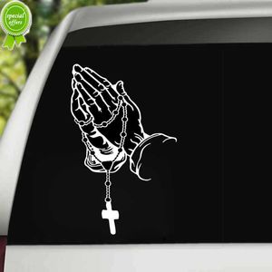 New Fashion Car Sticker Pearl Rosary God Jesus Christ Prayer Gesture Auto Styling Window Glass Motorcycle Vinyl Decal Decoration