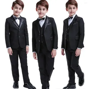 Clothing Sets 5Pcs Black Toddler Boys Suits Wedding Formal Children Suit Tuxedo Dress Party Ring Bearer 3-12 Years Kids Gentlemen