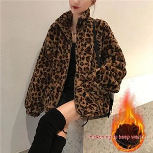 Women's Fur Fall And Winter Fashion Imitation Lamb Hair Coat Loose Trend Clip Cotton Leopard Mink Velvet Thickened Warm