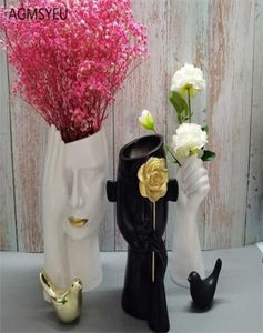 Agmsyeu harts Vase Home Decoration Accessories Harts Crafts Creative Living Room Decoration Blomma Arrangement Arm Face Vase 211108408967