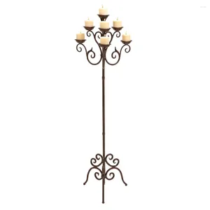 Candle Holders 6 Holder Brown Metal Tall Candelabra With Scroll Designs Black Suitable For Living Room Dining Area