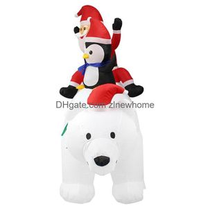 7Ft Glowing In The Dark Christmas Inflatables Polar Bear With Penguin Santa Claus Lighted Blow Up Yard Decorations Led Lights Outdoor Dhgpt