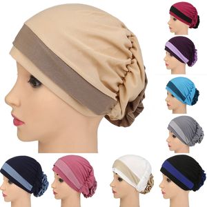 Kvinnliga kemoterapi hattar blommor turban vårnatt sömn cap hårhuven huvud täcker brett elastiskt band brimmed dusch nattlådarhuvud wrap kemo cap bc605