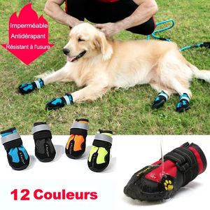 Pet Protective Shoes 4pcs set Dog Reflective Waterproof Boots Warm Snow Rain Pets Booties Anti slip Socks Footwear For Medium Large 231128