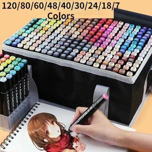 12PCSWATERCOLOR BRUSH PUNES 120/80/60/48/40/30/24/18/7 Цветовые маркеры с двумя наконечниками.