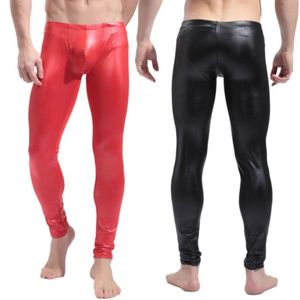 Pantaloni da uomo di alta qualità da uomo in fux nera/rosso in pelle pantaloncini magri pancile puro leggings in lattice maschile sexy clubwear bodywear pantaloni