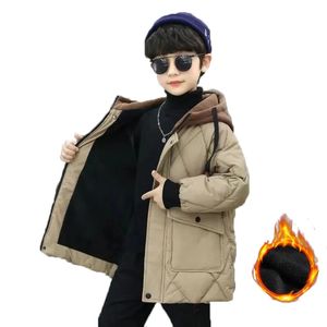 Para baixo casaco moda meninos engrossar casacos quentes crianças inverno mais veludo parkas crianças roupas para 714 anos adolescente jaquetas à prova de vento 231128