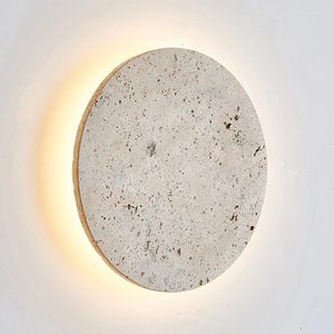 Vägglampor naturlig sten dekoration lampa vintage runda form interiör ledande ljus sovrum sovrum sconce hem belysning wandlamamp