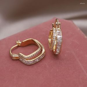 Hoop Earrings 2023 French Design Fashion Jewelry 14K Gold Plated Double Layer Square Modern Women's Daily Accessories