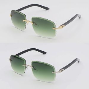 Neue randlose Designer-Sonnenbrille mit diamantgeschliffenen Gläsern, luxuriöse Azteken-Arms-Sonnenbrille für Männer und Frauen mit Metallrahmen, 8200762, Metall-Männer-Katzenaugen-Sonnenbrille, Größe 62 mm
