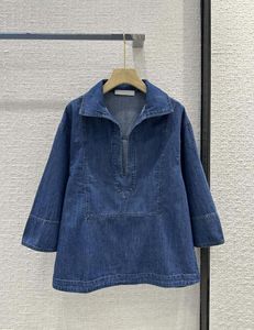 エスニック服のデニムジャケット。気質のラペルビッグvカジュアルエレガンスの休日の風は甘くて塩です。布を洗ってください