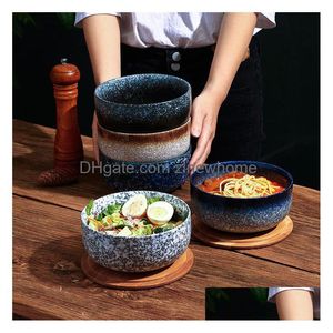 Tigelas Atacado - Louça Japonesa Instant Noodle Tigela Ramen Tigelas Estudante Salada Cerâmica Talheres Sopa Drop Delivery Home Garden Ki Dhtmt