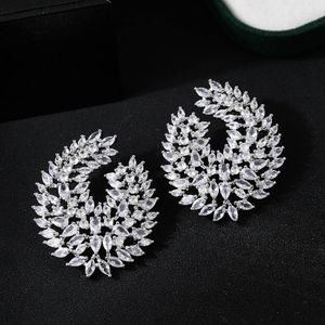 Hoop Earrings For Women White Gold Coloured Multi Cubic Zirconia Stones Wedding Luxury European And American Style Jewellery