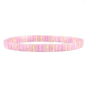 Strand kelitch cor rosa charme pulseira feminina arco-íris tila contas pulseiras artesanais colorido envoltórios elásticos