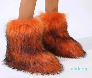 Shoes Outdoor Thick Sole Mid-calf Boots Y2K Girls Cute Long Fur Snow Boots
