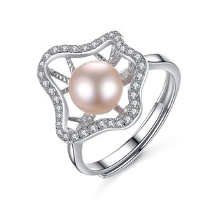 Designer 3A Zircon Lotus Leaf Freshwater Pearl Ring Women Fashion Luxury Brand Shiny Zircon S925 Silver Ring Charm Female High-End Jewelry Valentine's Day Gift