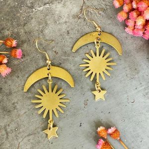 Kolczyki Dangle Gold Color Stars Sun Moon for Women Fashion Vintage Geometryczne kropla biżuteria impreza ślubna