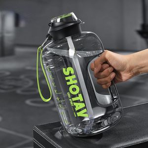 Water Bottles 1500ml/2000ml/2500ml Gallon Gym Water Bottle with Straw Large Capacity Summer Kettle with Scale For Training Sport Fitness 230428