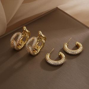 Hoop Earrings Glamorous Class Cubic Zirconia For Women Delicate OL Party Dating Vacation Female Jewelry