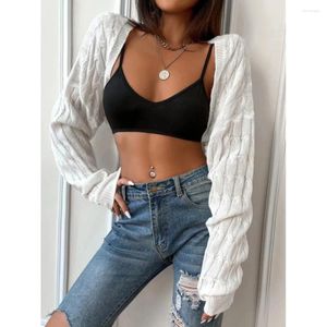 Women's Knits Elegant Cable Knitted Cardigans Sweater Crop Top Long Sleeve Trend Design Sweaters Women Knitwear Y2K Clothing