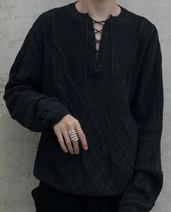 Camisolas masculinas Kiko Kostad Sweater Wool Knit Crew Neck Cor Sólida Gravata Solta Cinza Escuro Mulheres Moda Confortável Elegante Qualidade Durável