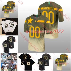 Futebol personalizado costurado exército preto cavaleiros camisa de futebol 25 Josiah Banks 62 Sam Barczak 7 Charlie Barnett 50 Braden Bartosh 9 Maurice Bel High