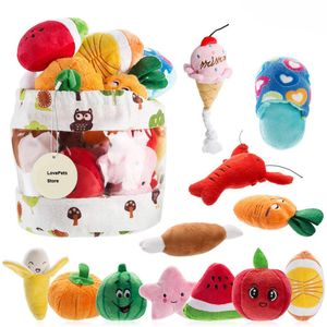 Hållare 10/20/50 Pack Dog Squeaky Toys Plush Games Söta plyschleksaker för små medelstora hundfleece leksaker grossist