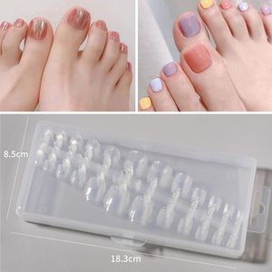 False Nails 240st Square Toe Full Cover Frosted/Clear Press On Fake Toenail Foot Nail Art Tips Manicure Tools