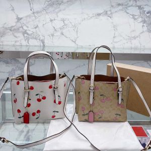 Yeni kiraz baskı tote çanta totes deri tasarımcı çanta kadın lüksler alışveriş çantaları moda messenger crossbody çantalar bayan omuz çantası cüzdan debriyaj