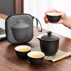 TeAware Setleri Özel Taşınabilir Seyahat Çay Seti Üst düzey Japon Pot Çay Hakkı Depo Çantası Takım Seramik Bir Üç Bardak Ev