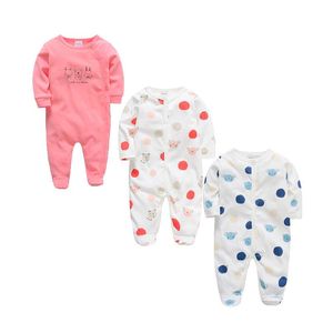 Footies Honeyzone Spädbarn Dot Romper Set Value Pack 0-12m Barnkläder Småbarn full ärm Jumpsuit varm outfit bomull baby flicka pyjamas