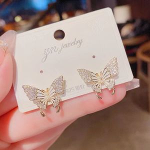 Fashion Hot Selling Korean Exquisite Ladies Full Diamond Bow Earrings Sweet and Elegant Temperament High Grade Drip Oil Earrings Wholesale