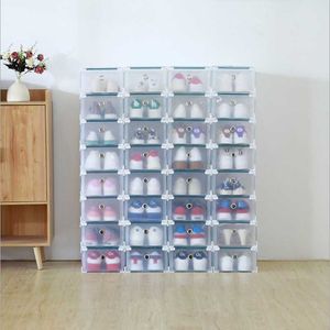 ES -fack transparent dammtät lagringslåda kan överlagras kombinationskåp Clamshell Shoe Organizer W0428