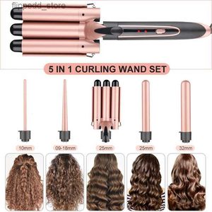 Curling Irons Professional Hair Curler Hair Curling Iron Ceramic Styling Tool Electric 5 In 1 Hair Waver Pear Flower Coneroller Curling Wand Q231128