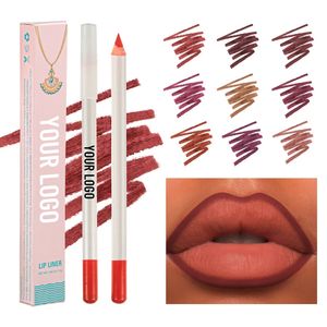 Lipgloss 10-Farben Private Label Nude Lipliner Custom Bulk Matte Langlebig Wasserdicht Antihaft Lip Liner Bleistift Pigment Lippen Make-up 231128