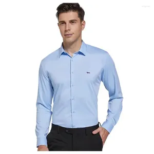 Camisas casuais masculinas primavera homens de alta qualidade blusa manga longa algodão manter quente harmont sólido fino ajuste bordado negócios blaine