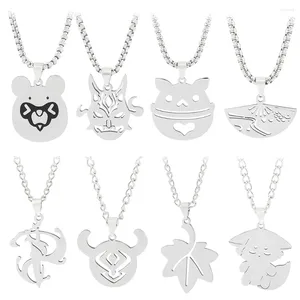 Pendant Necklaces Genshin Impact Necklace Cute Anime Cartoon Ghost Punk Couple Stainless Steel Men/Women Fashion Jewelry Accessories Gift