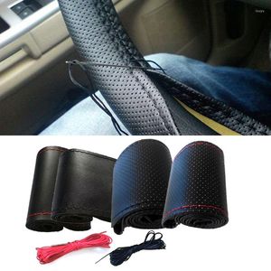 Steering Wheel Covers Braid On Car Cover With Needles And Thread Artificial Leather Diameter 38cm Auto