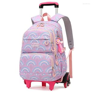 School Bags Rolling For Girls Backpack Kids Mochilas Para Udiantes With Wheels Middle Trolley Luggage Back Pack