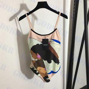 Damen Sling Bikini Designer Bedruckte Bademode Damen Einteiliger Badeanzug Mit Brustpolster Zwei Farben