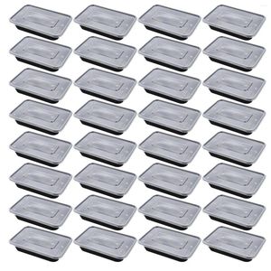 Louça 50 Pcs Lancheira Descartável Limpar Recipiente Tampa Plástico Conveniente Recipientes Takeaway Suportes